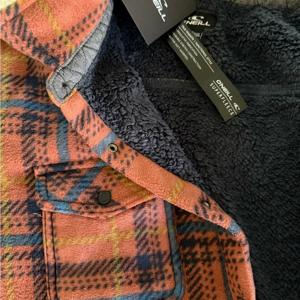 O’Neill Superfleece Jacket Men’s Medium Plaid Insulated Snap NWT